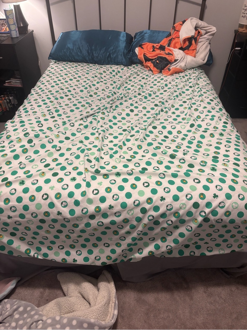 Green Polka Dot Cotton Sheet Set — Soft Breathable Bed Linens
